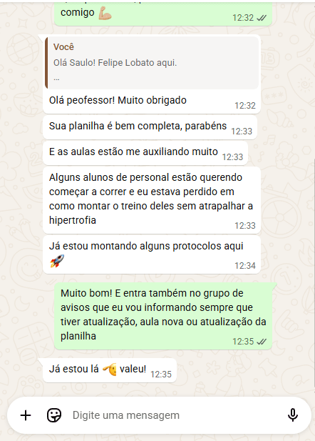 Conversa de aluno no WhatsApp 1
