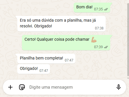 Conversa de aluno no WhatsApp 3